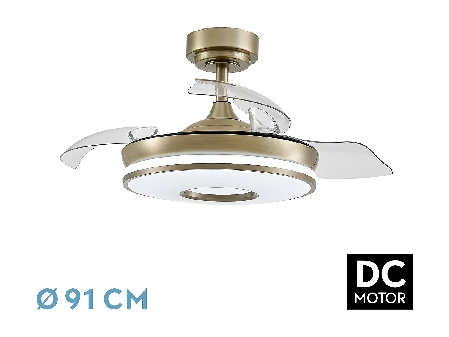 Ventilador Dc Dani S Dorado Led 3 Temperaturas Y Temporizador