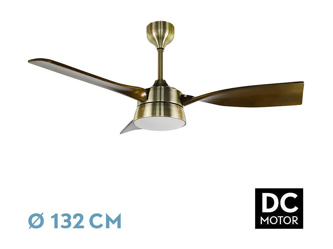 Dc ESTIO LED Ventilateur en cuir 3 Température Télécommande FABRILAMP