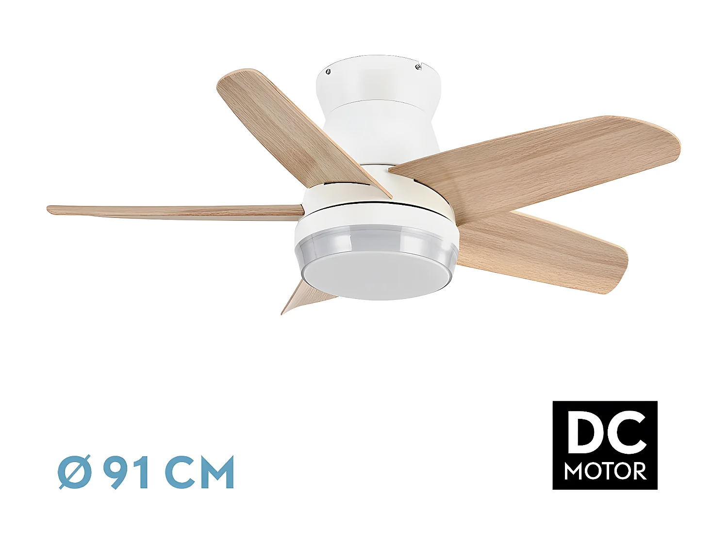 Ventilador Dc Neutron Blanco Haya Led 3 Posiciones Y Mando A Distancia