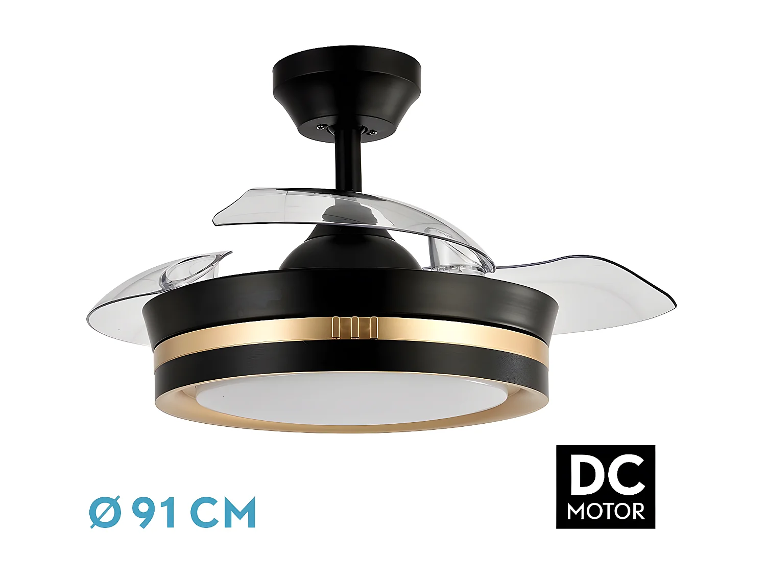 Ventilador Dc Viper S Negro Oro Led Cct Con Memoria Color