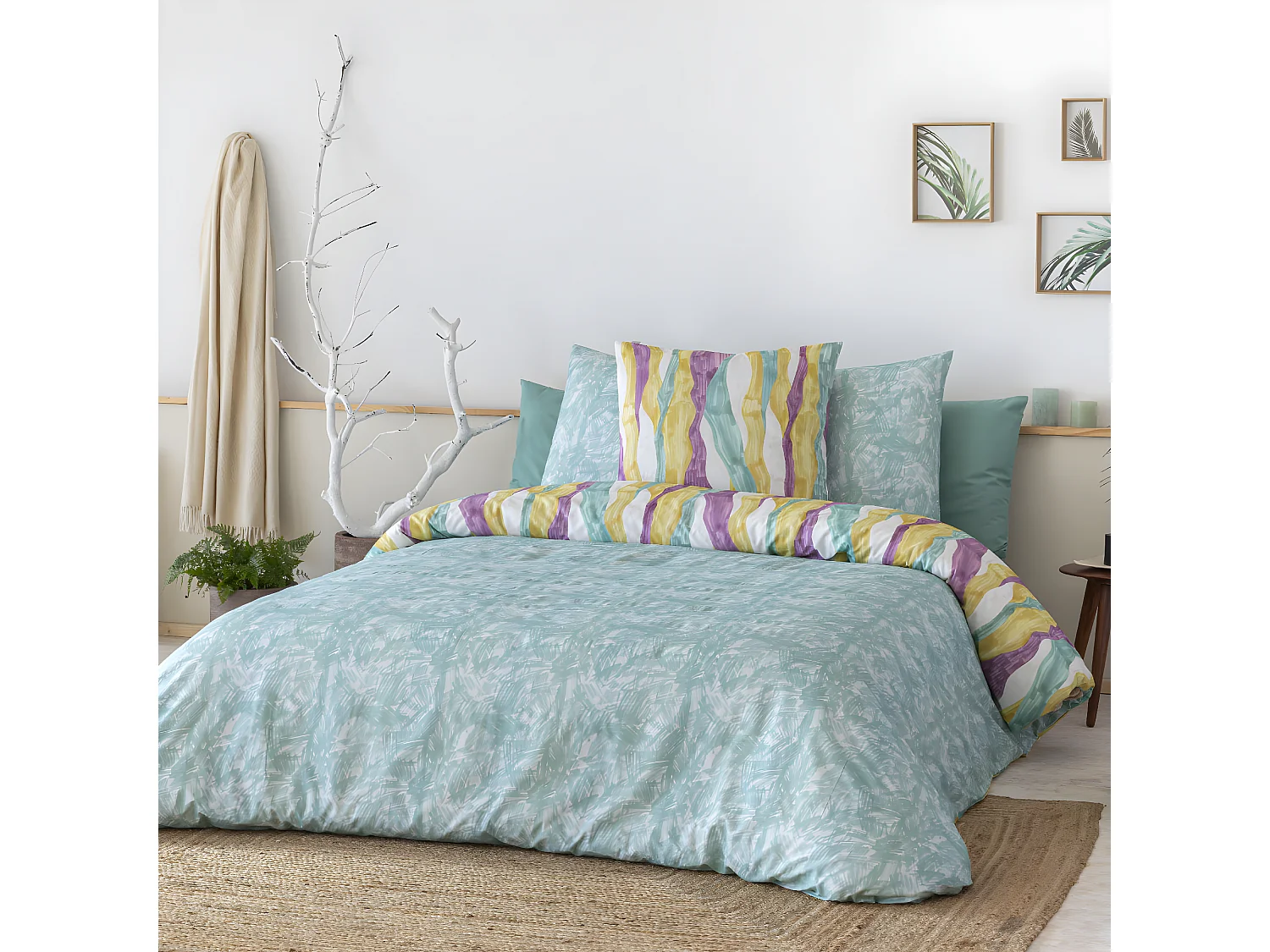 Funda nórdica reversible 100% algodón 260x240 cm WAVE A-B