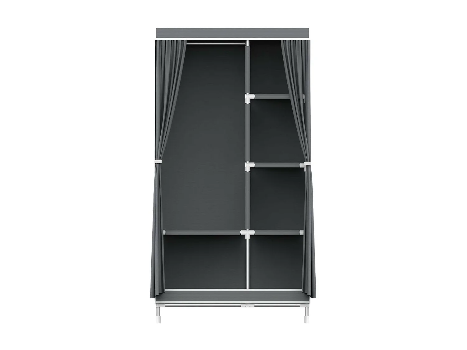 Armario Ropero de Tela Doble con Cortinas Correderas Blanco/Gris 90x43x168cm 7house