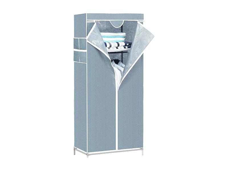 Armoire en tissu avec fermeture éclair blanc/gris 70x45x155cm O91