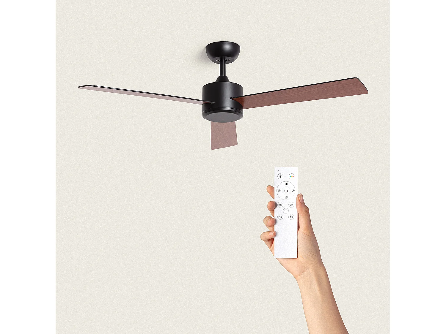 Ventilateur de Plafond Silencieux Fleves 132cm Motor DC Noir  Sans lumière, Contrôleur mural + télécommande, Wifi: False