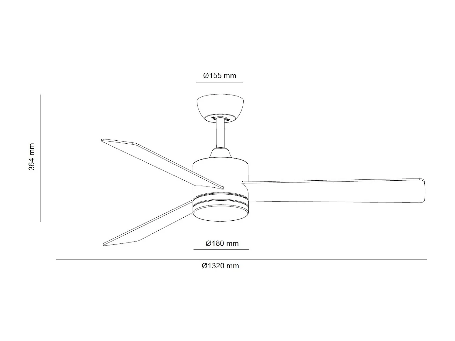 Ventilateur de Plafond Silencieux Fleves 132cm Motor DC Noir  Sans lumière, Contrôleur mural + télécommande, Wifi: False