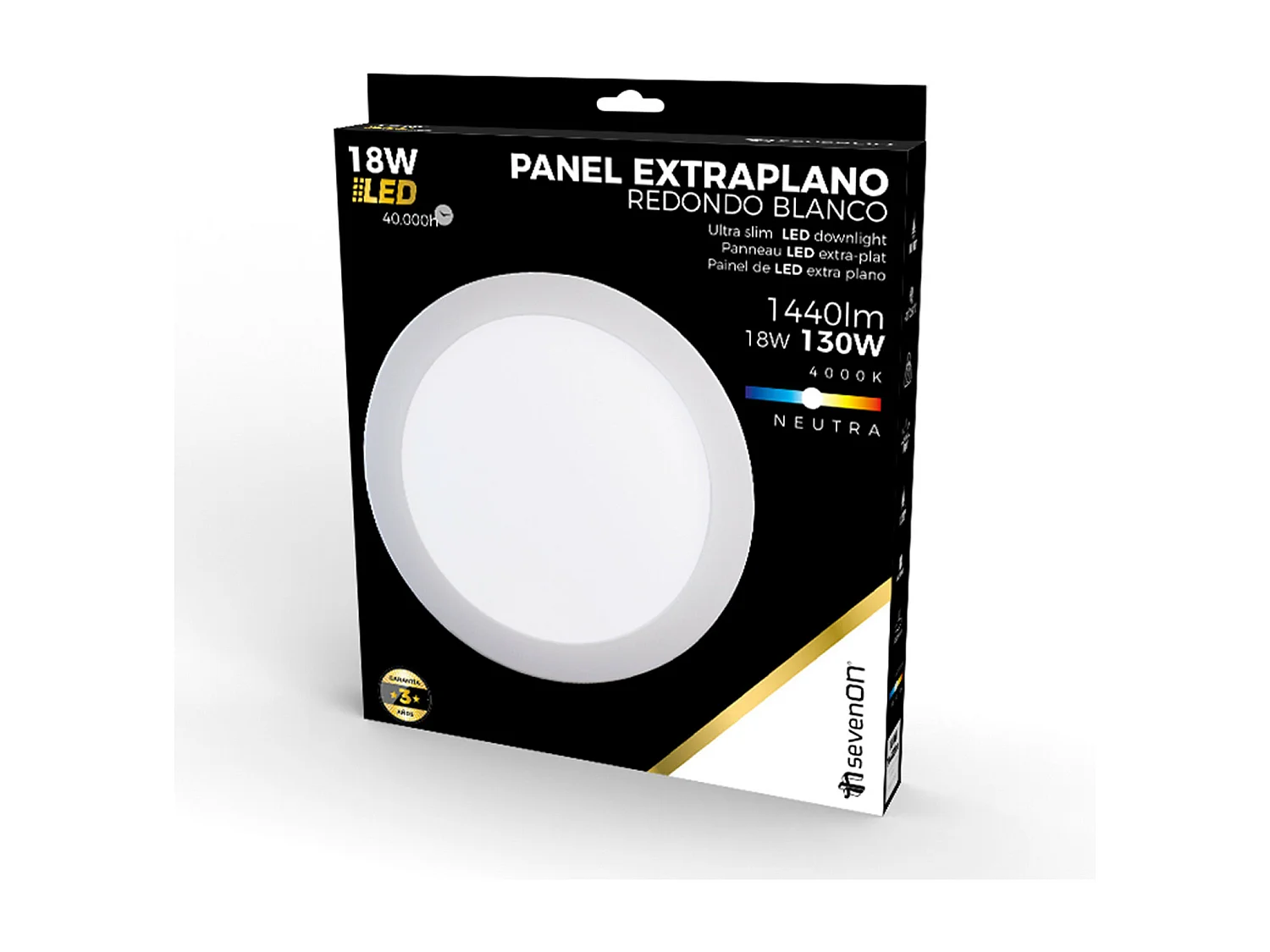 Faretto LED Rotondo Ultrasottile 18W 1440lm Ø22.5cm 4000K Bianco 40000H 7hSevenOn