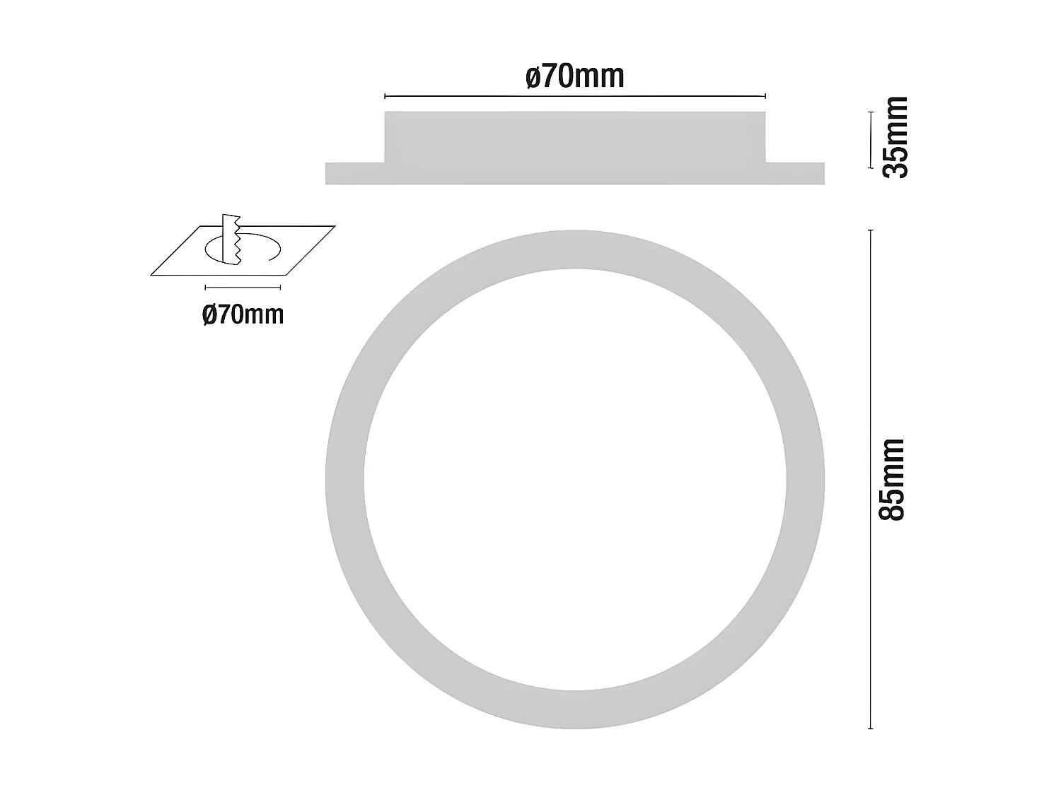 Confezione da Mini Faretto LED Da Incasso Rotondo Ultraslim 4W 300lm Ø7cm 4000K Alluminio 7hSevenOn