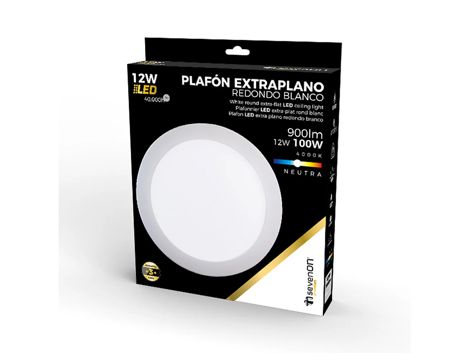Downlight LED Ultraslim Redondo 12W 900lm Ø17cm 4000K Blanco 40000H 7hSevenOn Premium