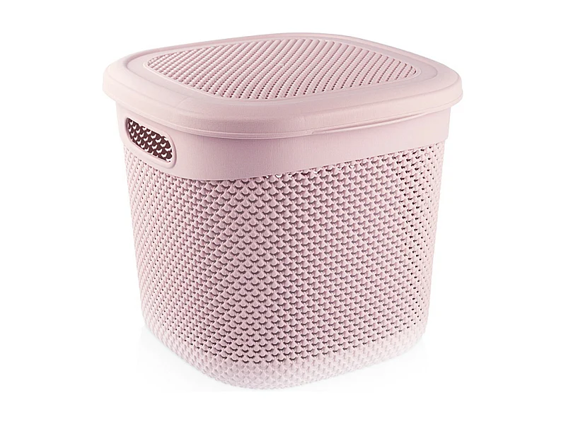 Cesta Mediana Cuadrada con Tapa 15 Litros Rosa 7house