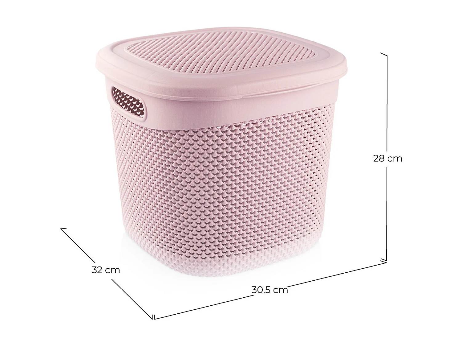 Cesta Mediana Cuadrada con Tapa 15 Litros Rosa 7house