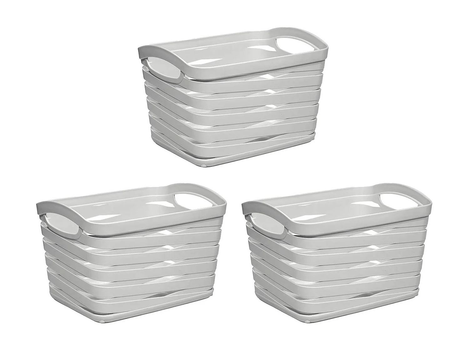 Kit 3 Cestas Medianas Rectangulares 1,5 Litros Gris 7house