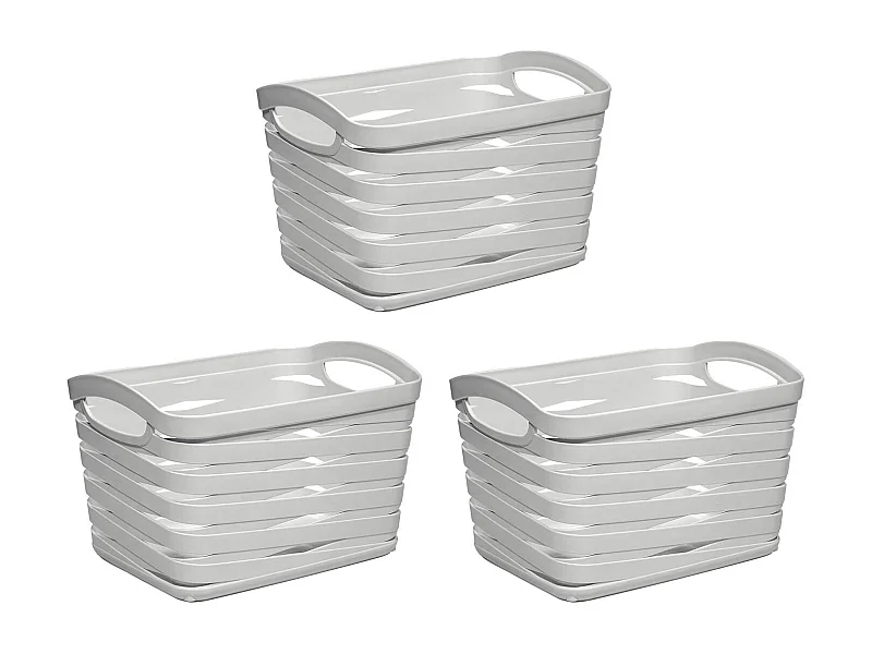 Kit 3 Cestas Medianas Rectangulares 1,5 Litros Gris 7house