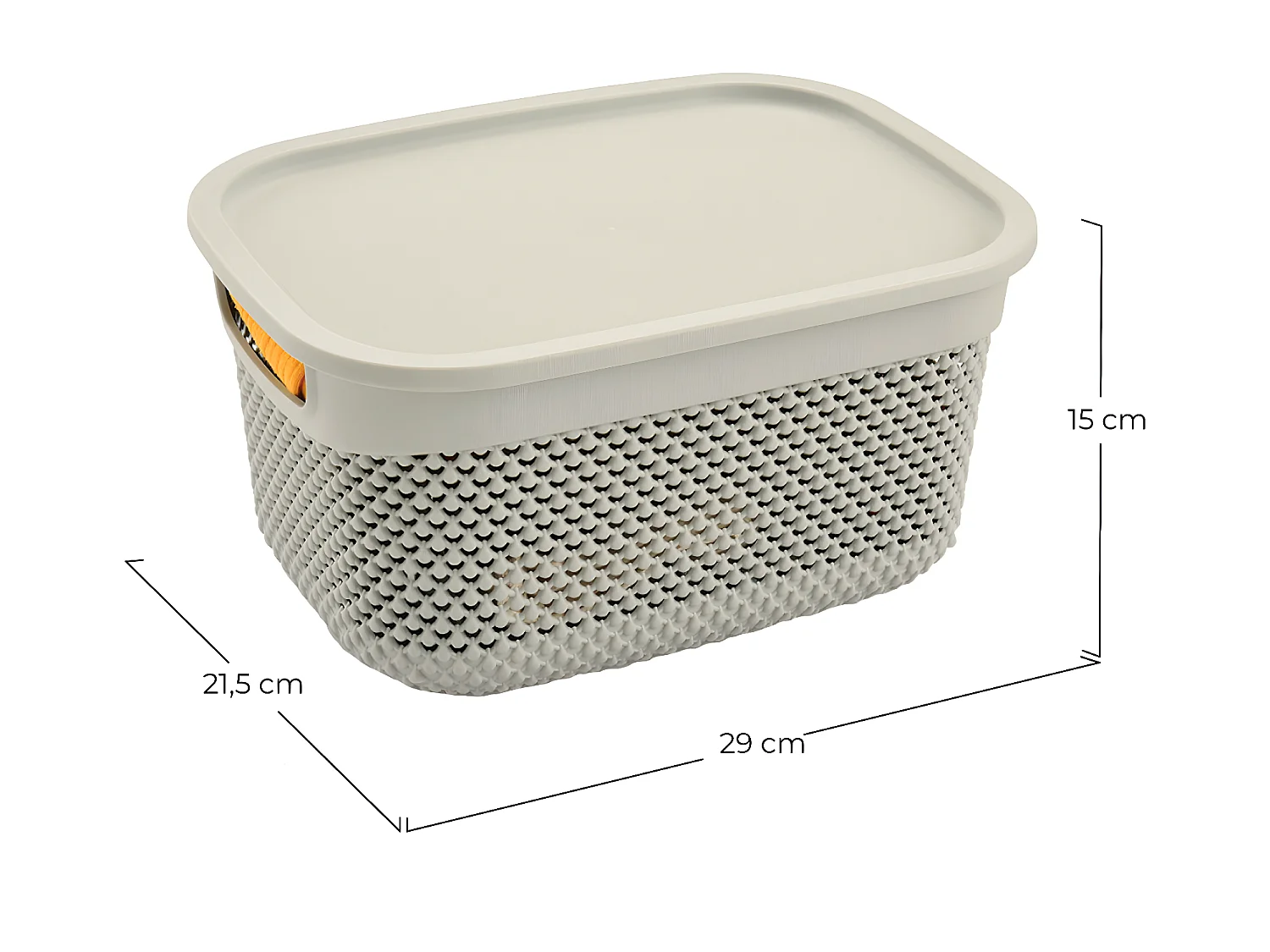 Cesta Mediana Rectangular con Tapa 6,6 Litros Beige 7house