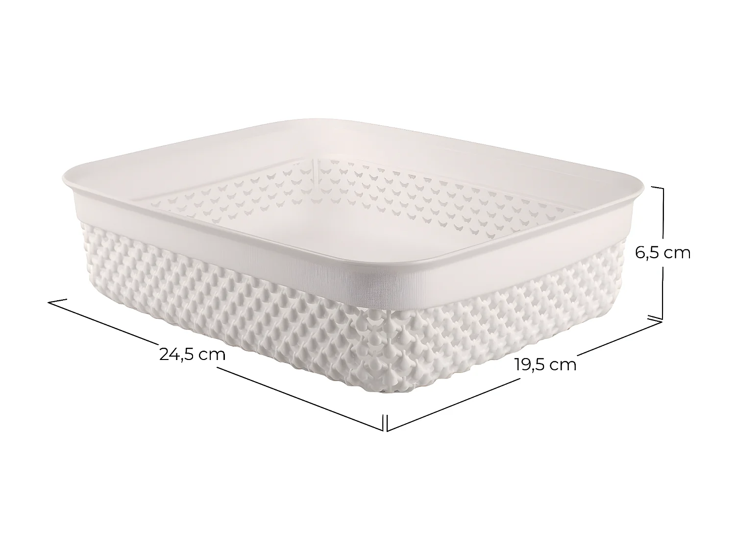 Cesto Bajo de Ordenación Rectangular 2,2 Litros Blanco 7house