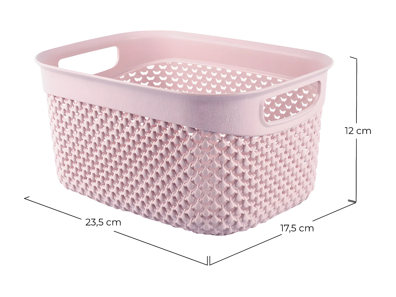 Cesta Mediana de Ordenación Rectangular 3,3 Litros Rosa 7house