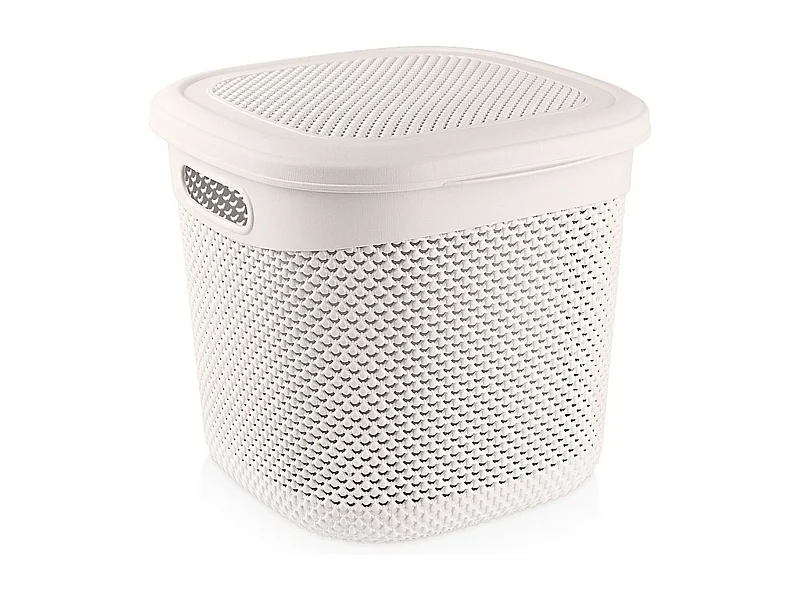 Cesta Mediana Cuadrada con Tapa 15 Litros Blanco 7house