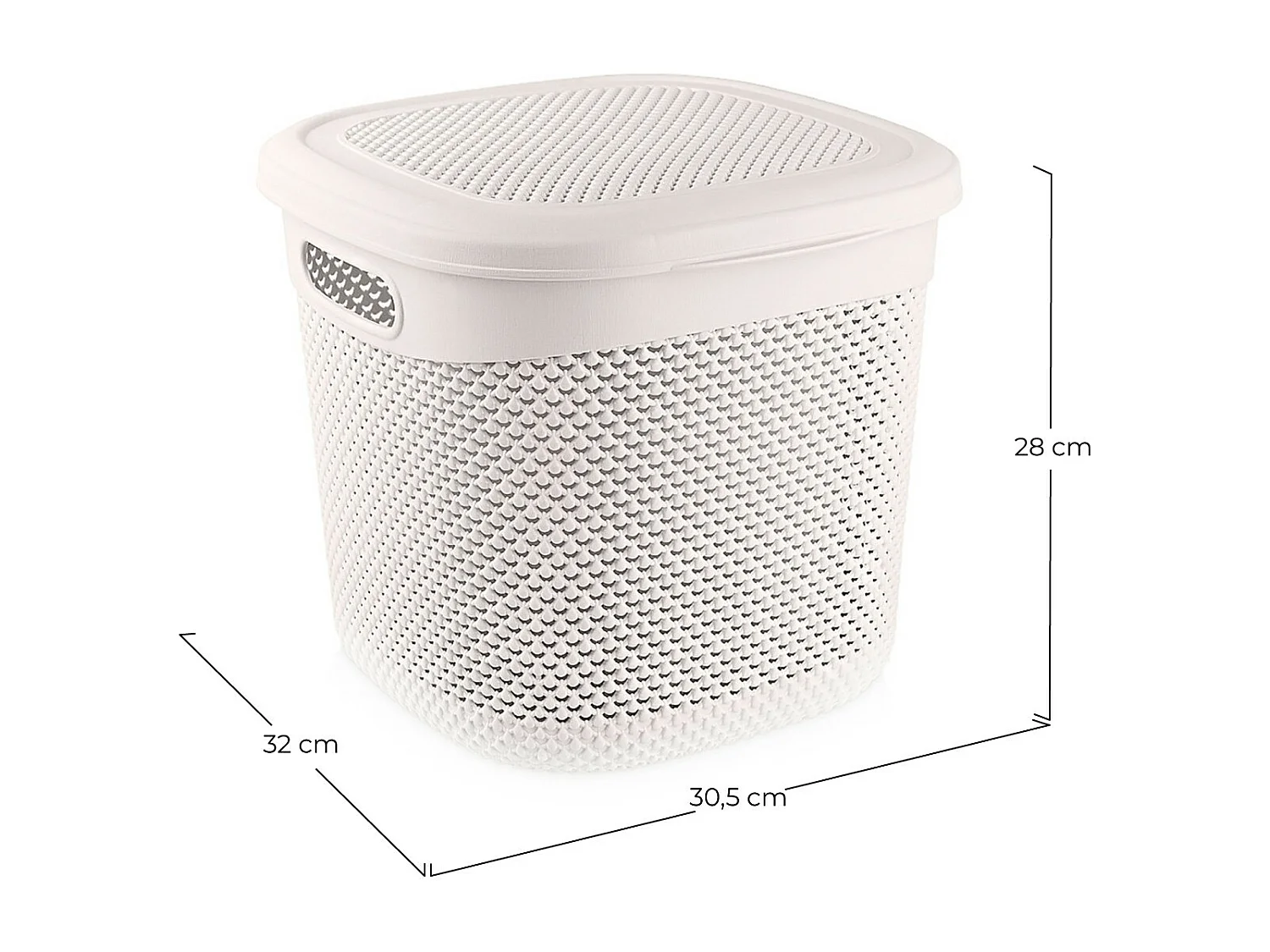 Cesta Mediana Cuadrada con Tapa 15 Litros Blanco 7house