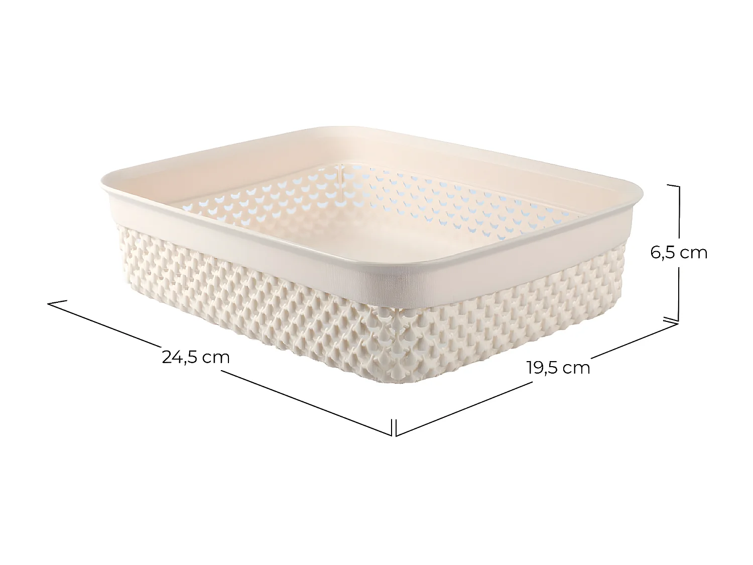 Cestino per la raccolta rettangolare basso 2,2 litri Beige 7house