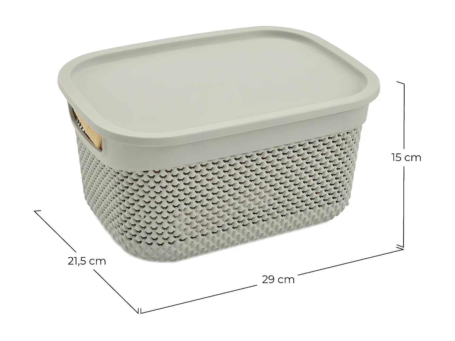Cesta Mediana Rectangular con Tapa 6,6 Litros Gris 7house