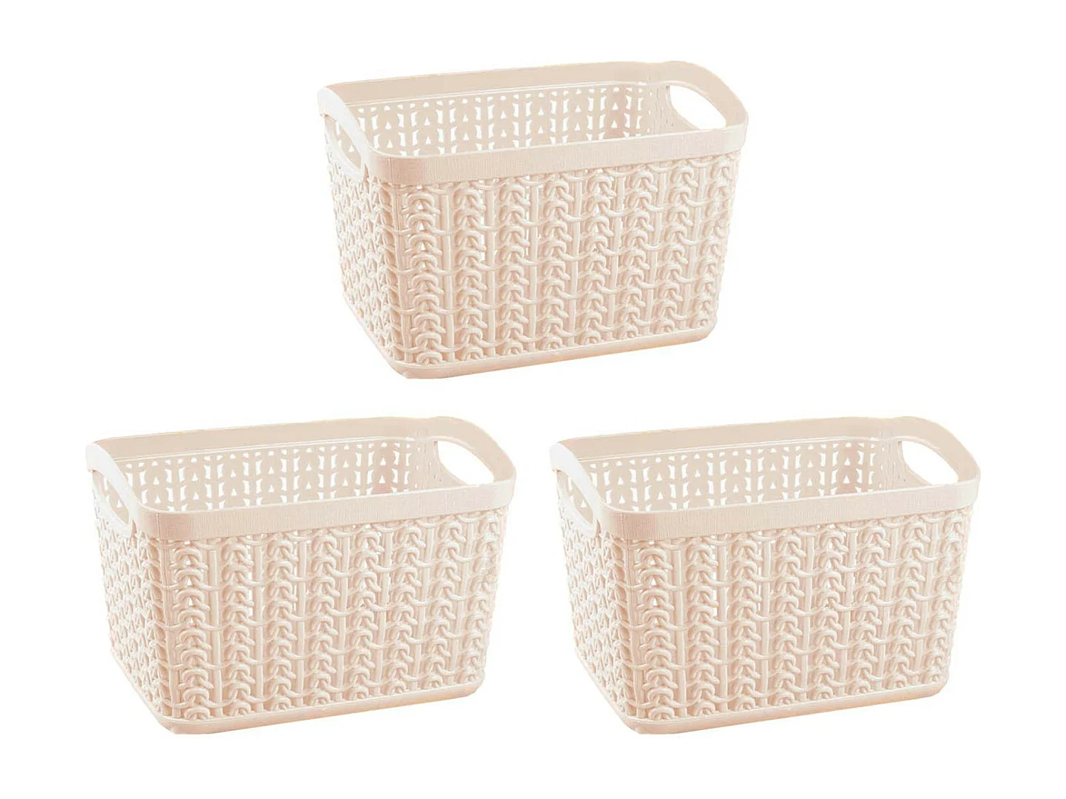 Kit 3 Cestas Rectangulares 1,5 Litros Beige 7house