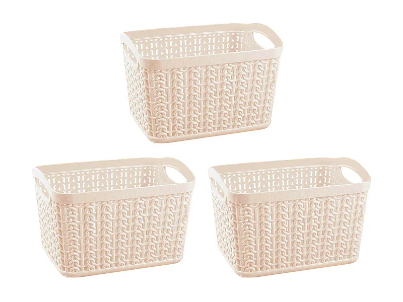 Kit di 3 Cestini Rettangolari 1,5 Litri Beige 7house