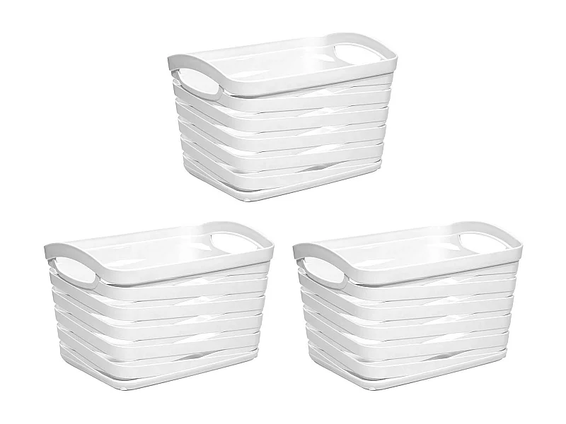 Kit 3 Cestas Medianas Rectangulares 1,5 Litros Blanco 7house