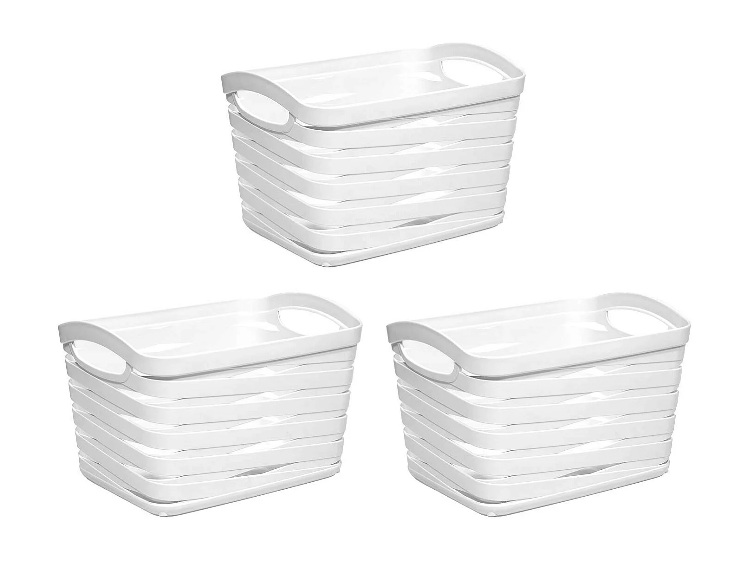 Kit 3 Cestas Medianas Rectangulares 1,5 Litros Blanco 7house