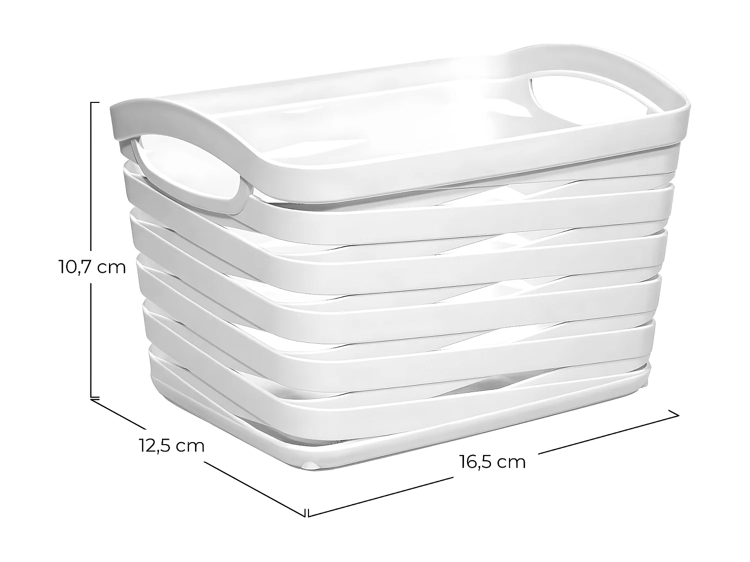 Kit 3 Cestas Medianas Rectangulares 1,5 Litros Blanco 7house