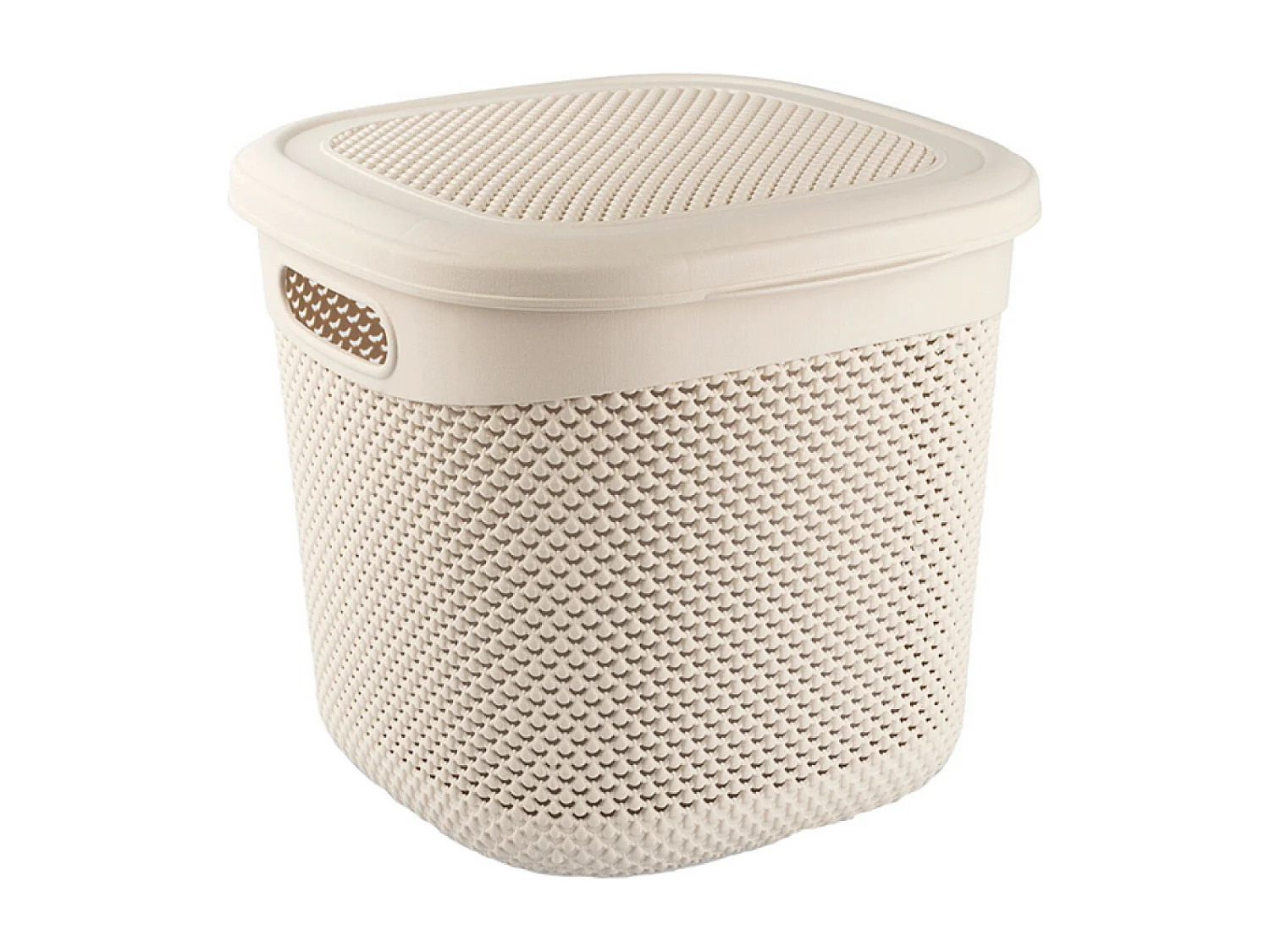 Cestino quadrato medio con coperchio 15 litri Beige 7house