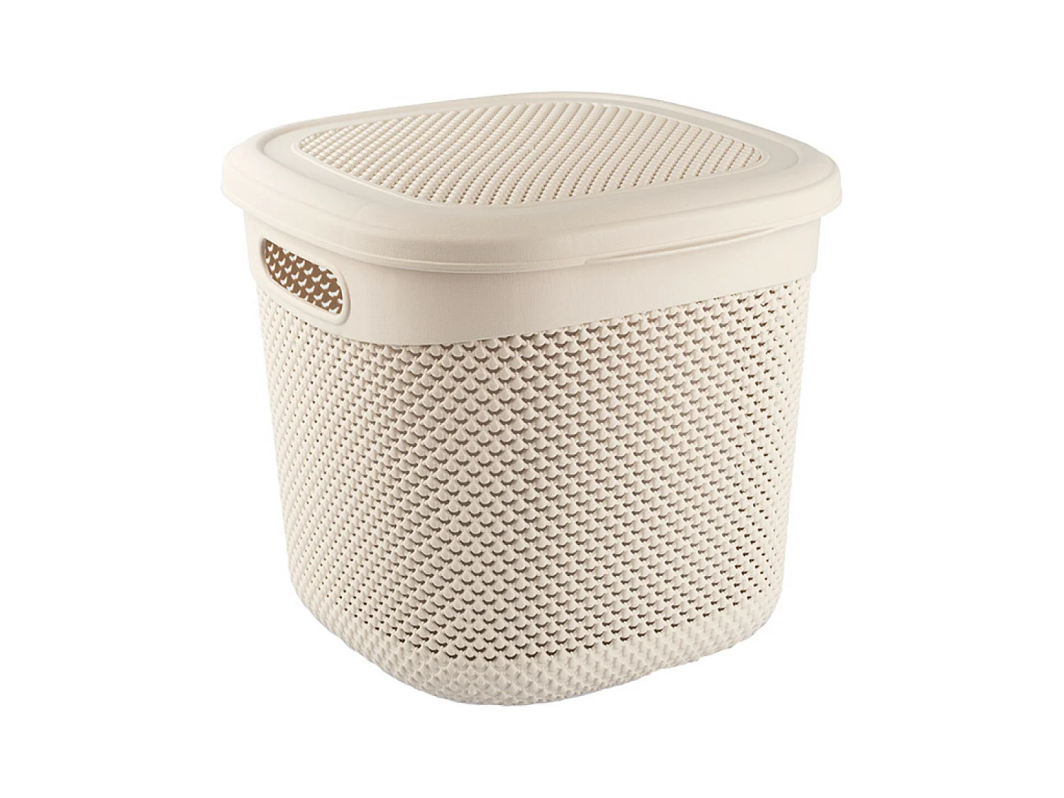 Cestino quadrato medio con coperchio 15 litri Beige 7house