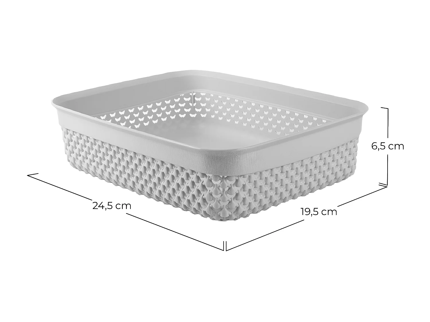 Cesto Bajo de Ordenación Rectangular 2,2 Litros Gris 7house