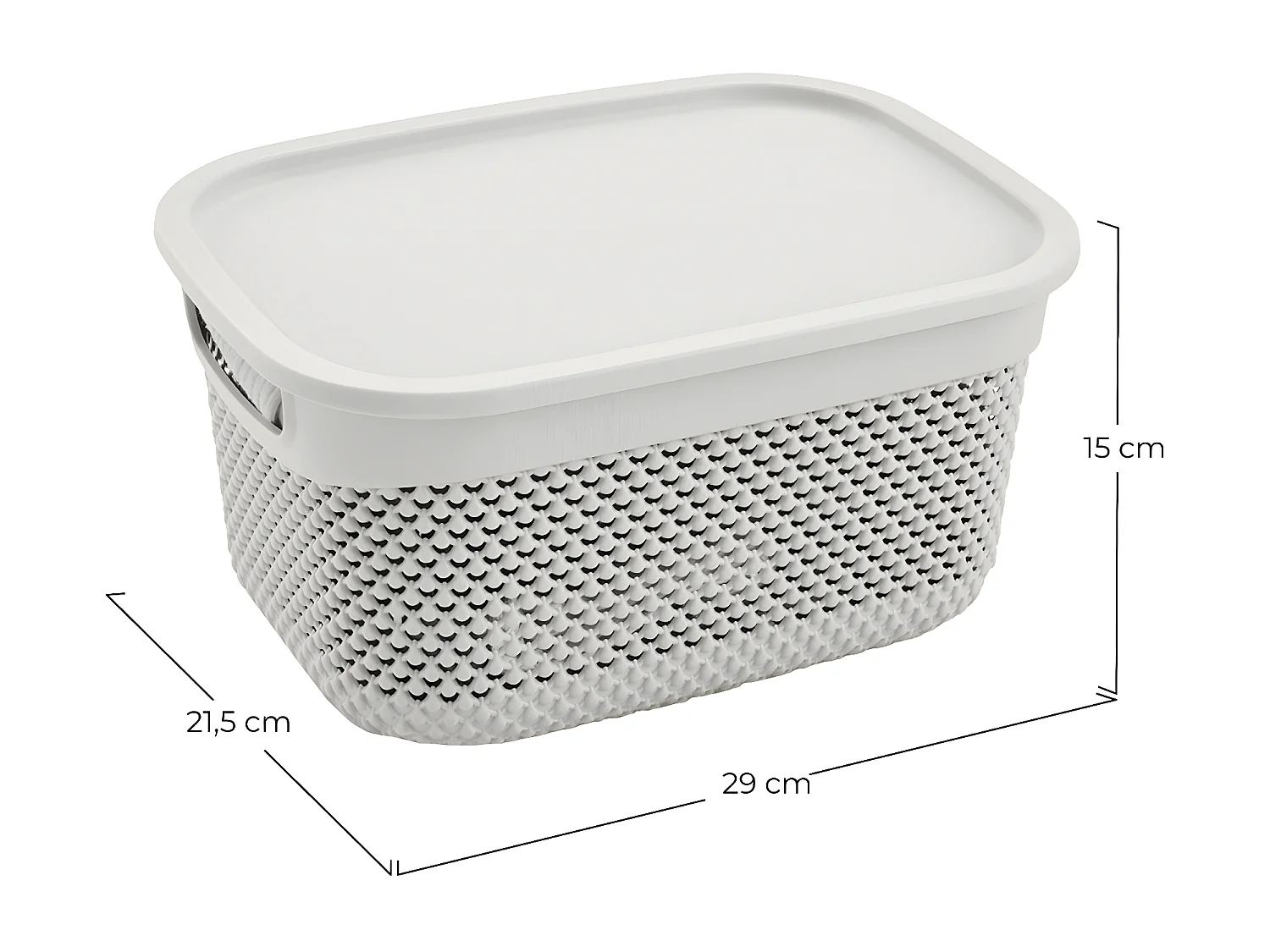 Cesta Mediana Rectangular con Tapa 6,6 Litros Blanco 7house