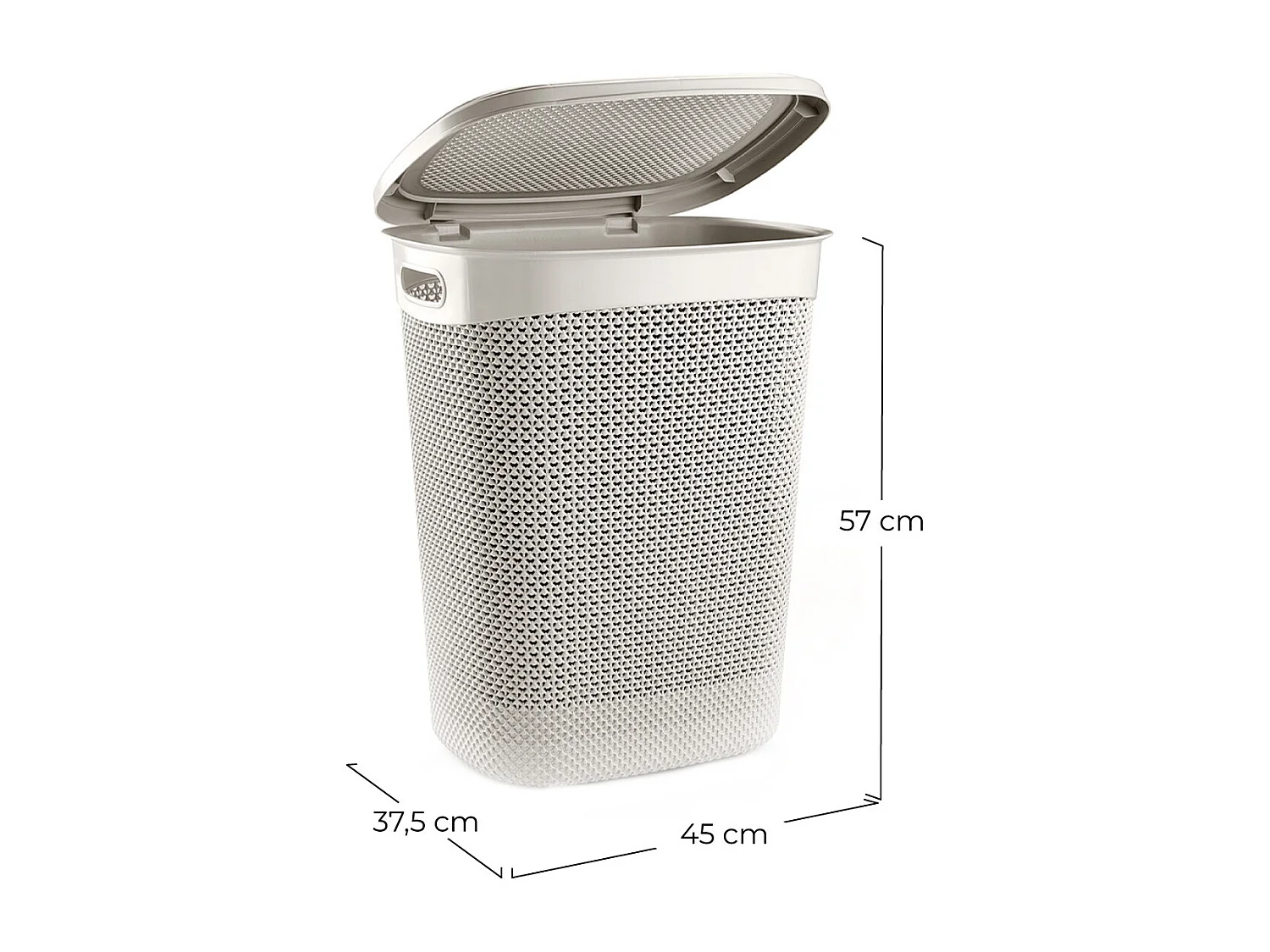 Cesto de Ropa Alto Rectangular con Tapa 52 Litros Beige 7house