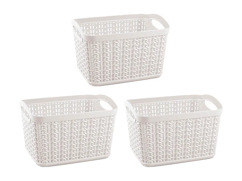 Kit 3 Cestas Rectangulares 1,5 Litros Blanco 7house
