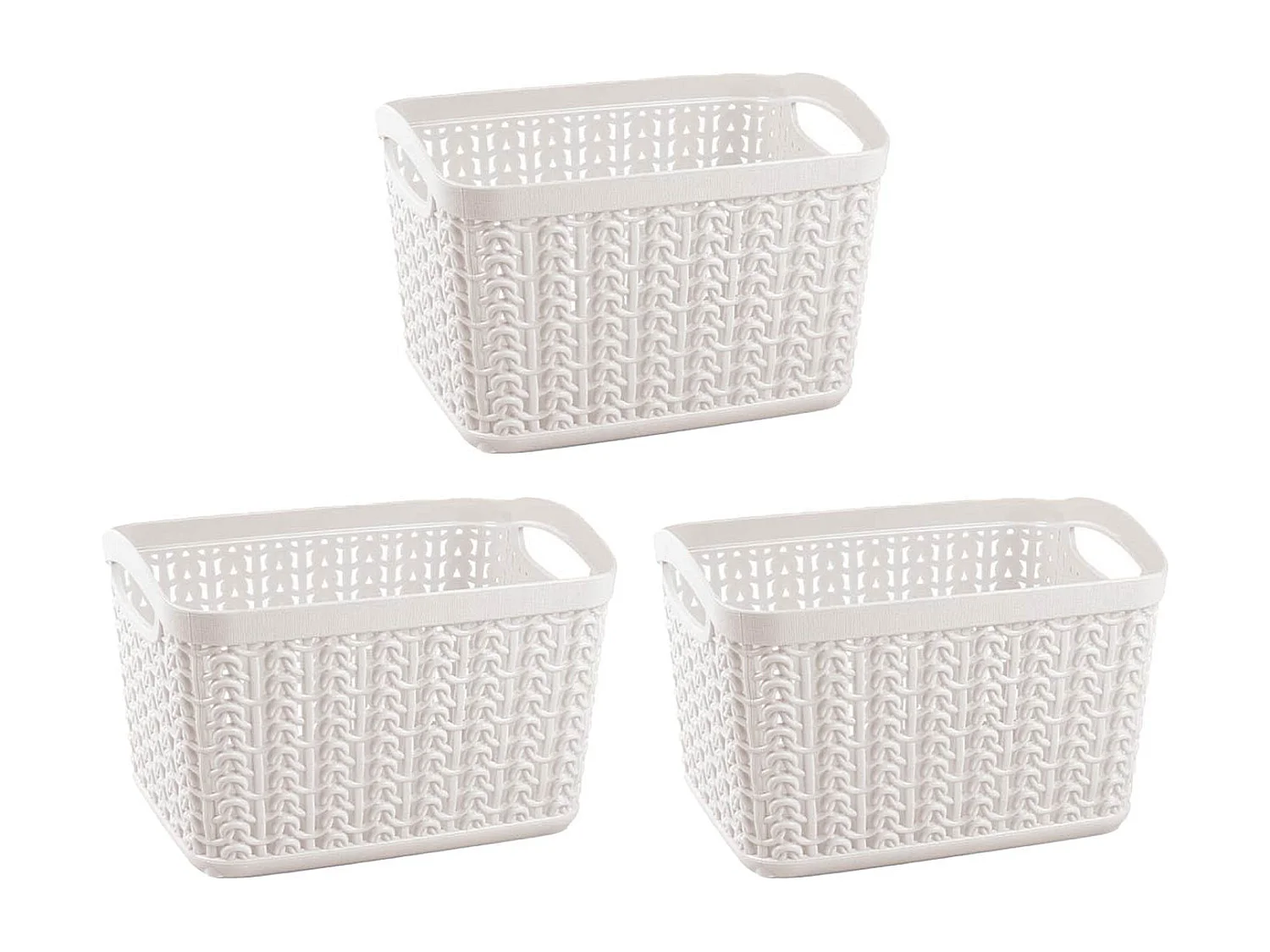 Kit di 3 Cestini Rettangolari 1,5 Litri Bianco 7house