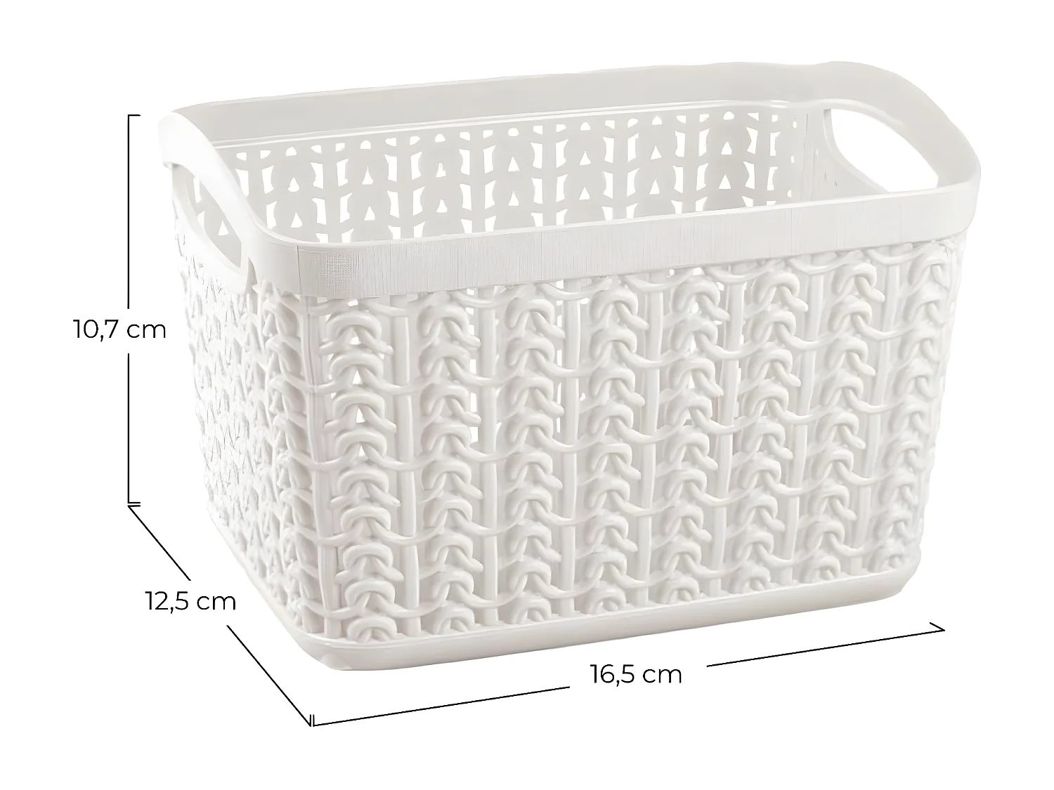 Kit di 3 Cestini Rettangolari 1,5 Litri Bianco 7house