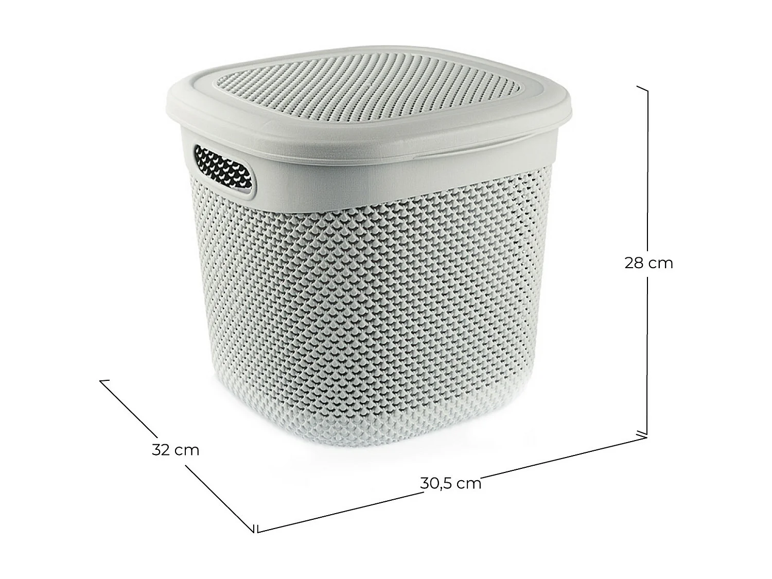 Cesto quadrato medio con coperchio 15 litri grigio 7house