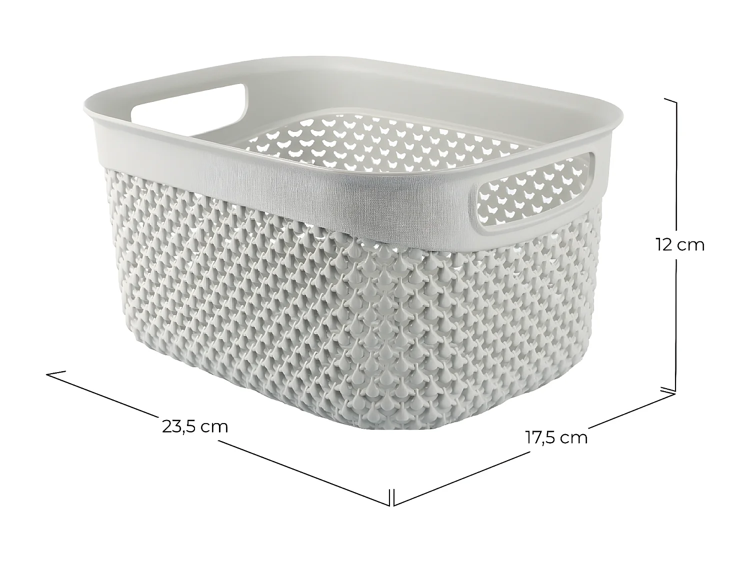 Cesta Mediana de Ordenación Rectangular 3,3 Litros Gris 7house