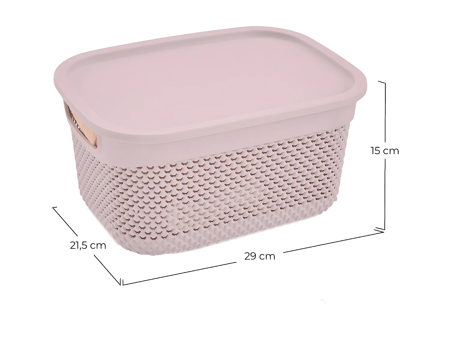 Cesta Mediana Rectangular con Tapa 6,6 Litros Rosa 7house