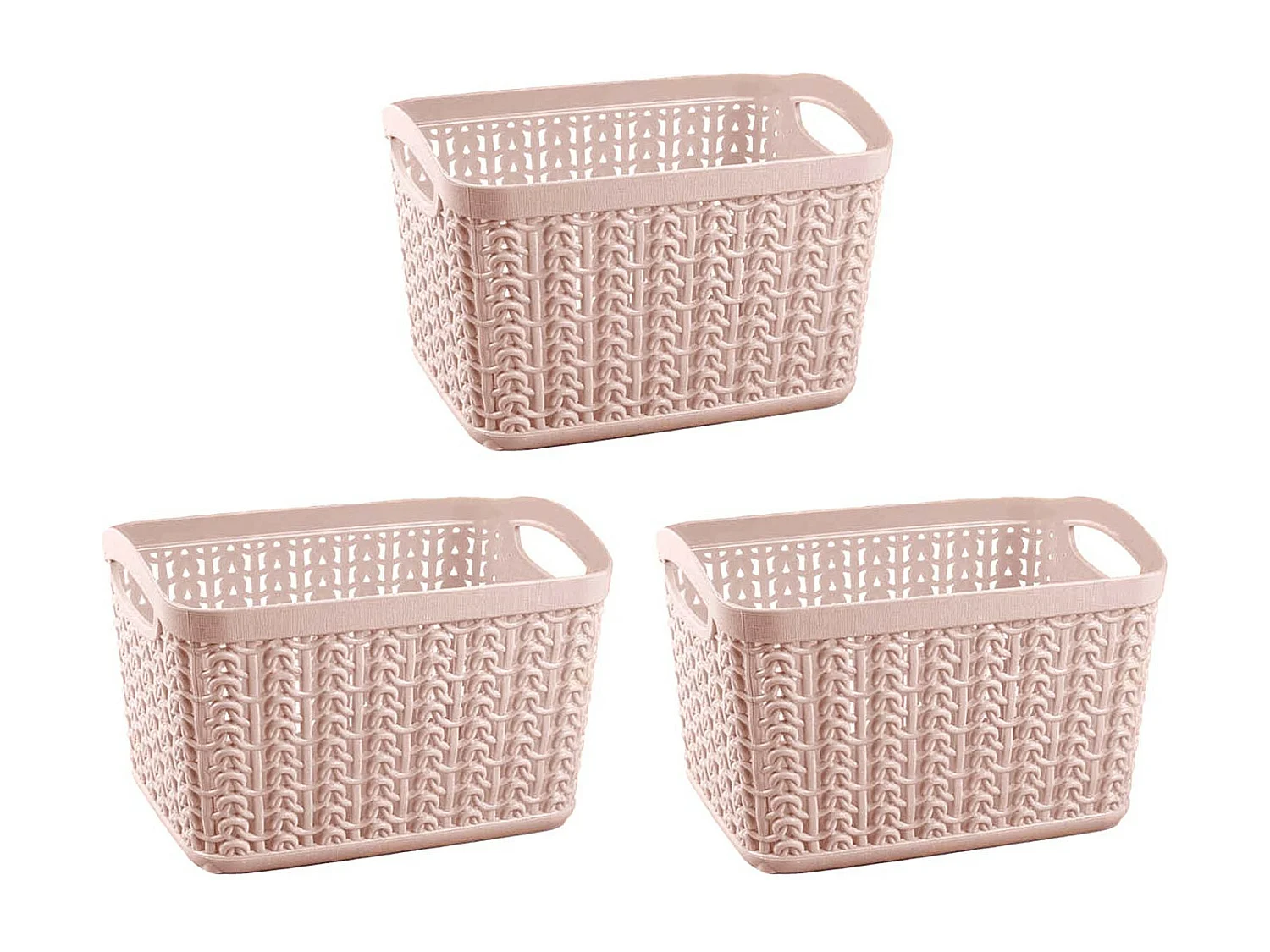 Kit 3 Cestas Rectangulares 1,5 Litros Rosa 7house