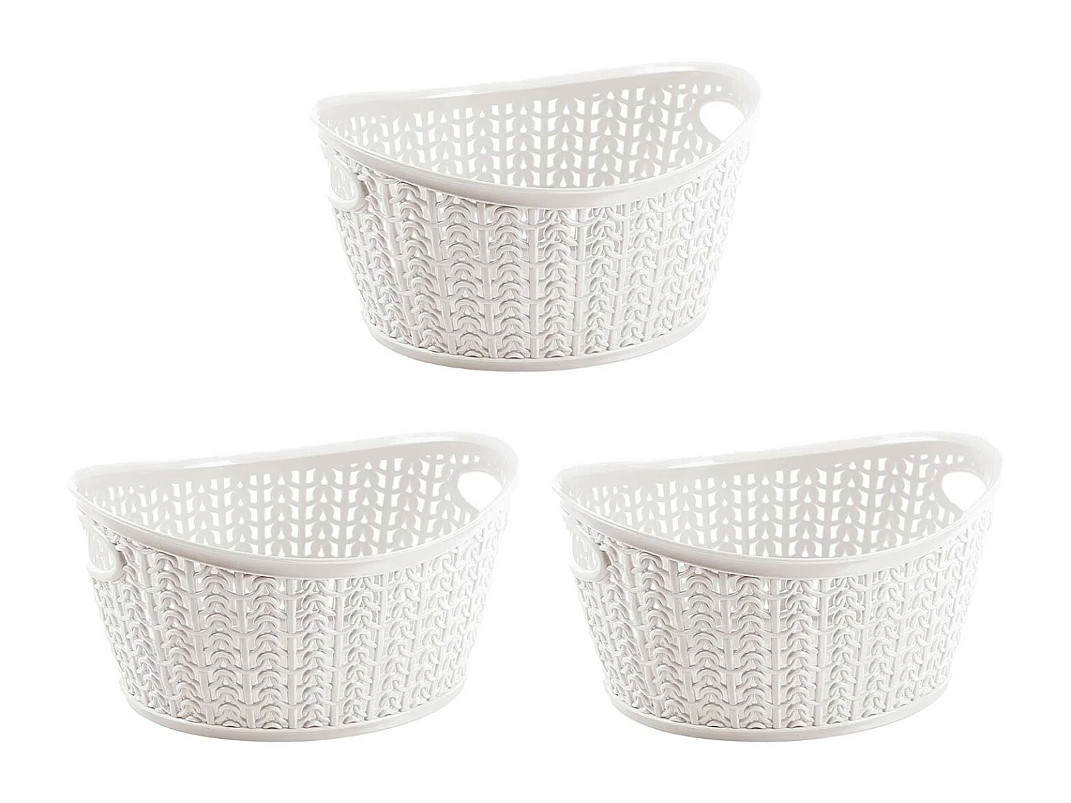 Kit 3 Cestini Ovali 1,5 Litri Bianco 7house