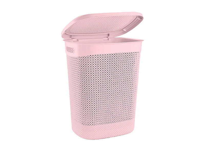 Cesto de Ropa Alto Rectangular con Tapa 52 Litros Rosa 7house