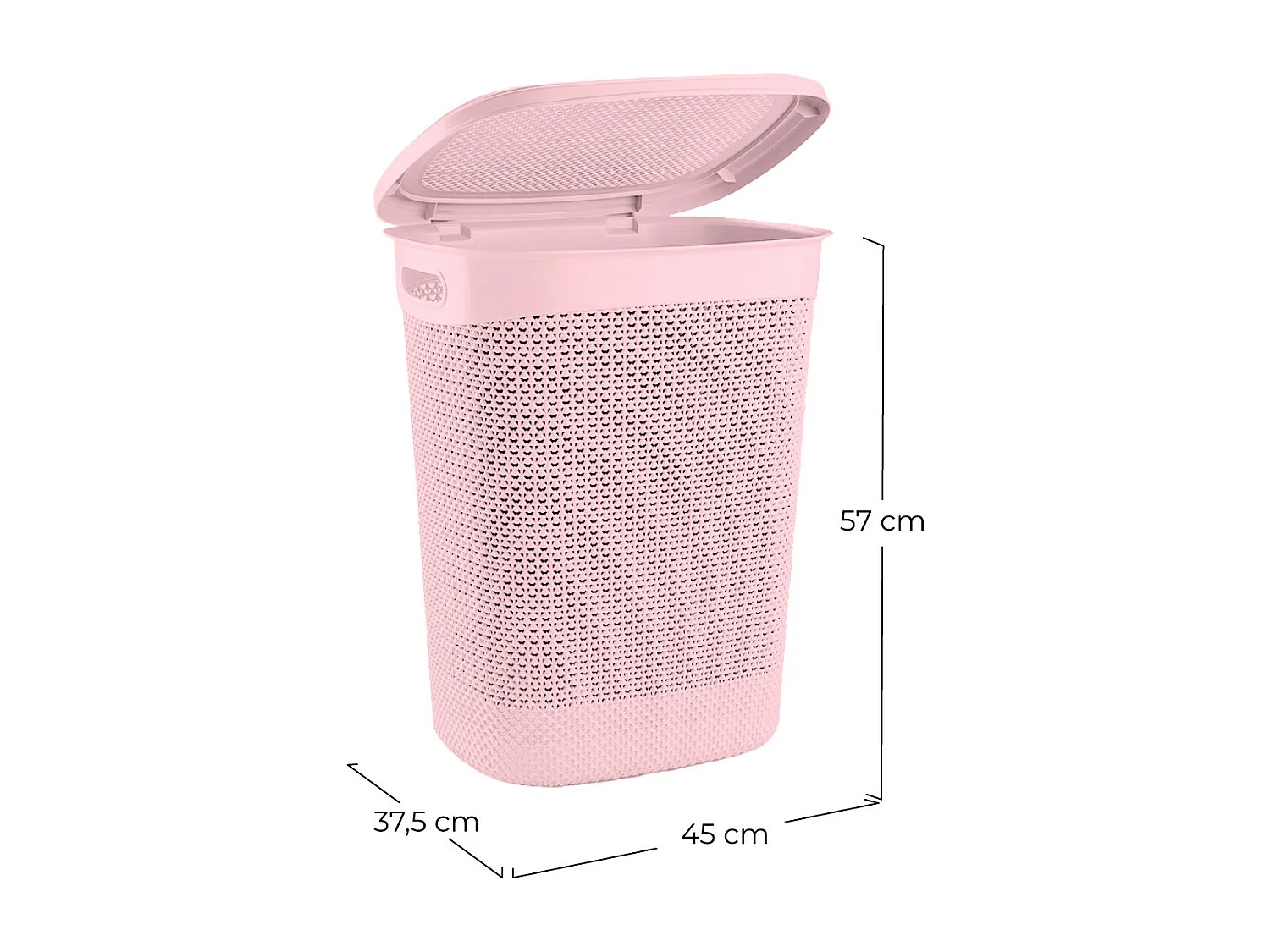 Cesto de Ropa Alto Rectangular con Tapa 52 Litros Rosa 7house