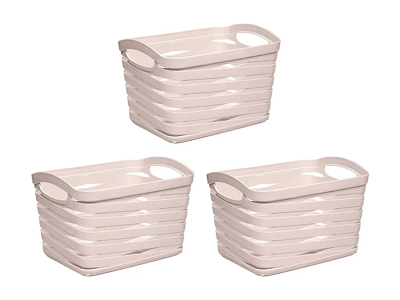 Kit 3 Cestas Medianas Rectangulares 1,5 Litros Rosa 7house