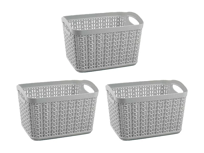 Kit 3 Cestas Rectangulares 1,5 Litros Gris 7house