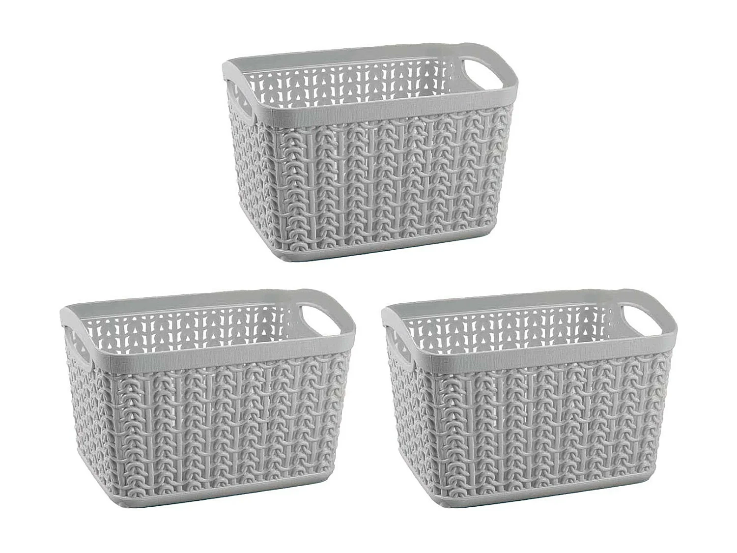 Kit 3 Cestas Rectangulares 1,5 Litros Gris 7house