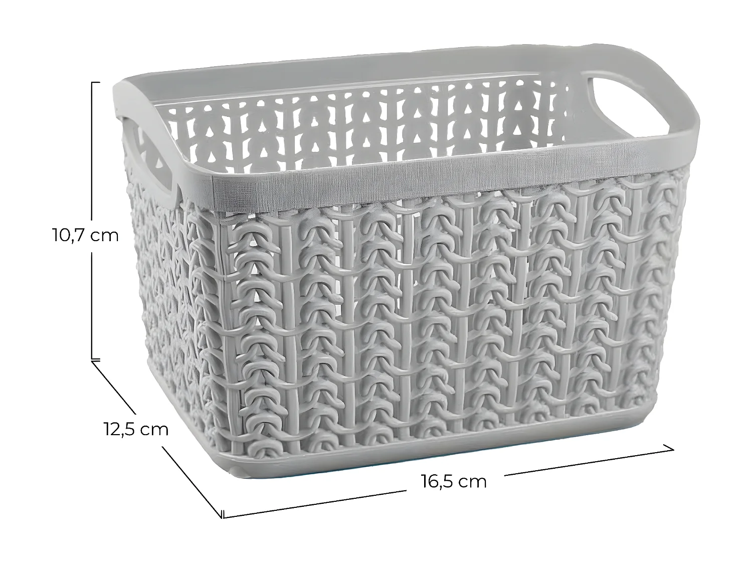 Kit di 3 Cestini Rettangolari 1,5 Litri Grigi 7house