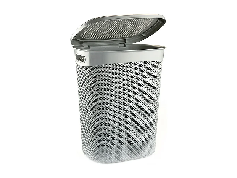 Cesto de Ropa Alto Rectangular con Tapa 52 Litros Gris 7house