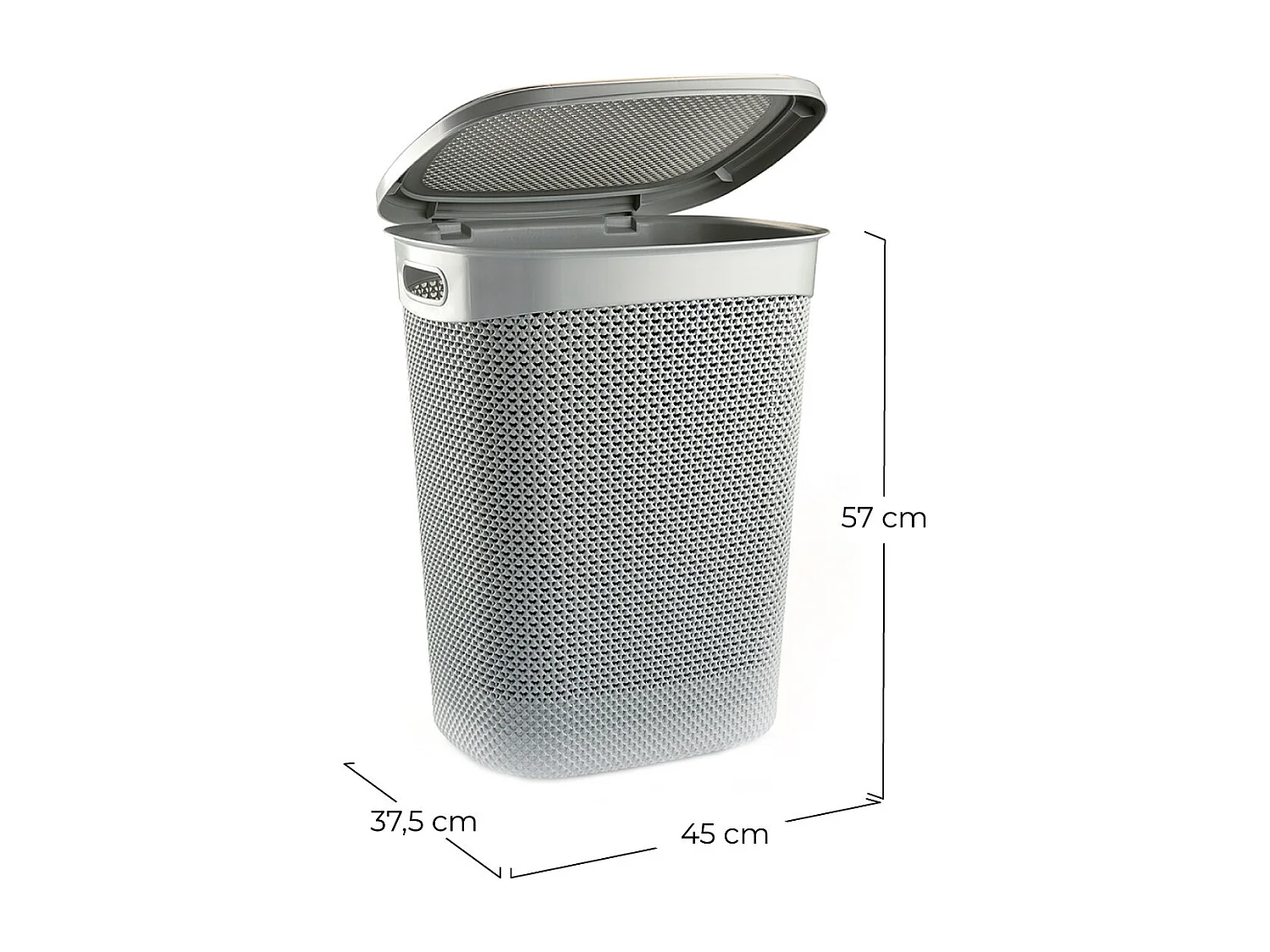 Cesto de Ropa Alto Rectangular con Tapa 52 Litros Gris 7house