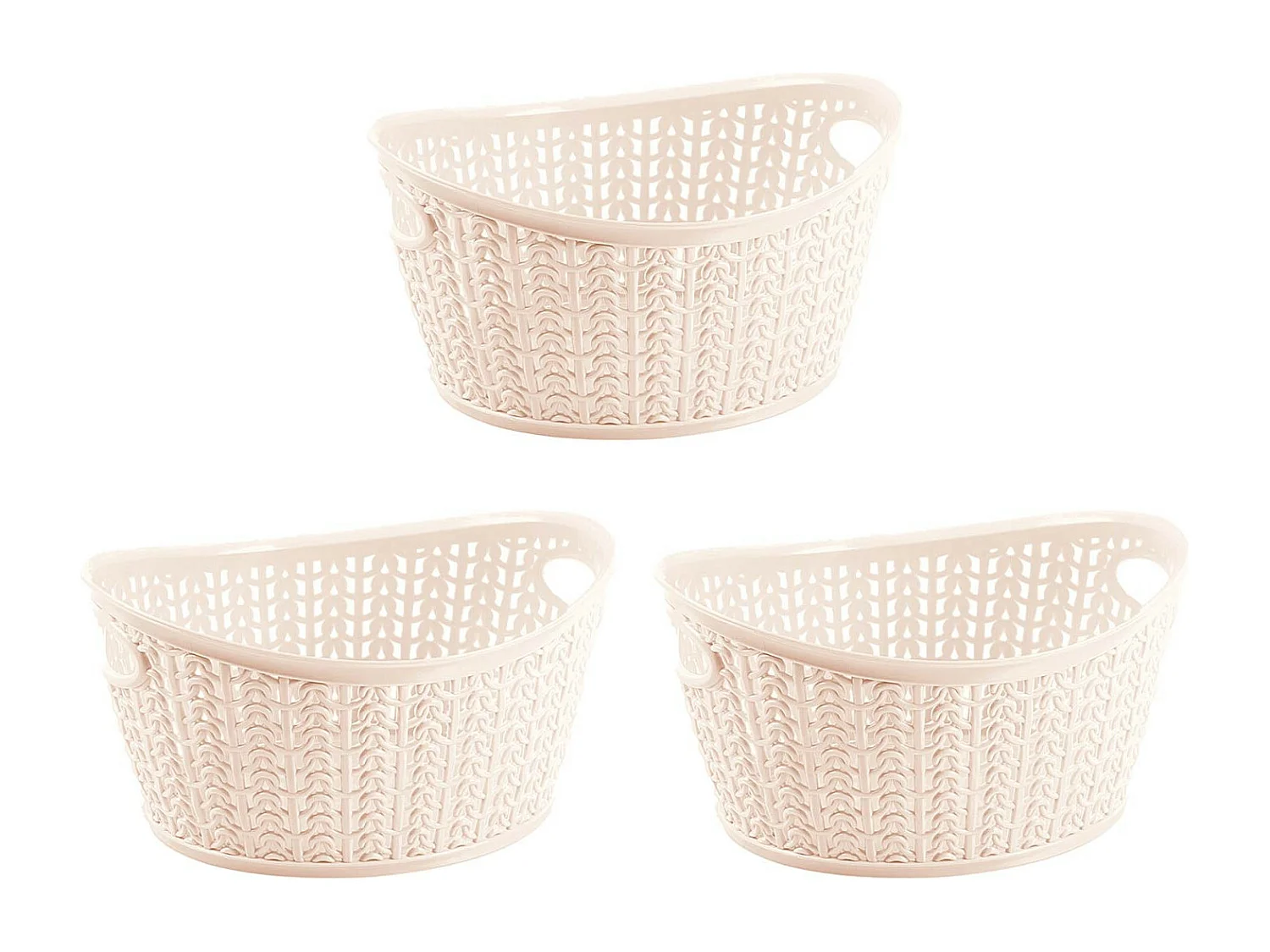 Kit 3 Cestini Ovali 1,5 Litri Beige 7house